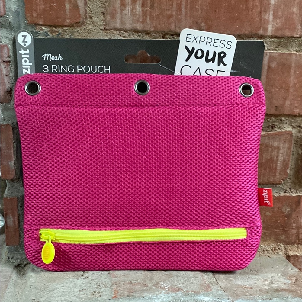 Zipit Pink Mesh 3 Ring Pouch